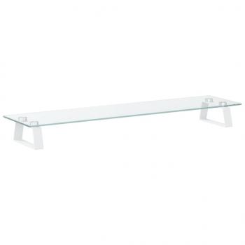 Monitorständer Weiß 80x20x8 cm Hartglas und Metall