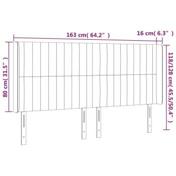 LED Kopfteil Dunkelbraun 163x16x118/128 cm Stoff