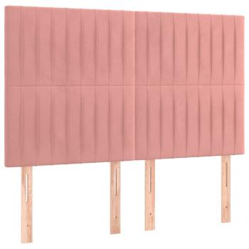 LED Kopfteil Rosa 144x5x118/128 cm Samt