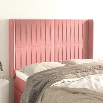 ARDEBO.de - Kopfteil mit Ohren Rosa 147x16x118/128 cm Samt