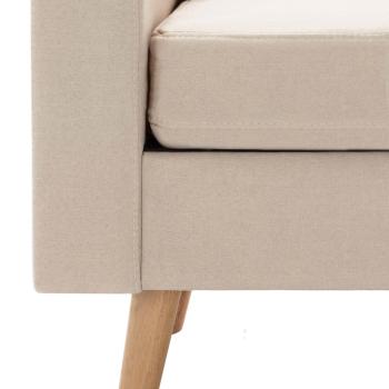 3-Sitzer-Sofa mit Hocker Creme Stoff