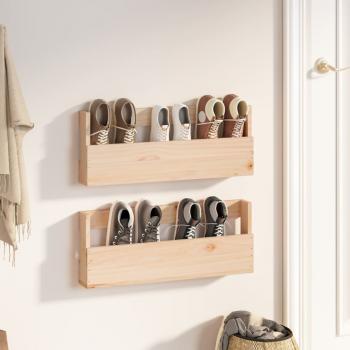 ARDEBO.de - Wand-Schuhregale 2 Stk. 59x9x23 cm Massivholz Kiefer