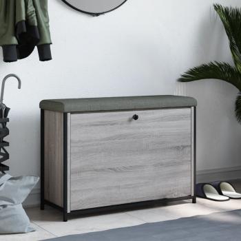ARDEBO.de - Schuhbank mit Klappe Grau Sonoma 82x32x56 cm