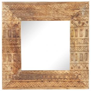 Handgeschnitzter Spiegel 50x50x2,5 cm Massivholz Mango