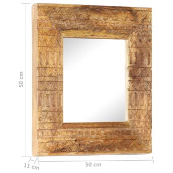Handgeschnitzter Spiegel 50x50x2,5 cm Massivholz Mango