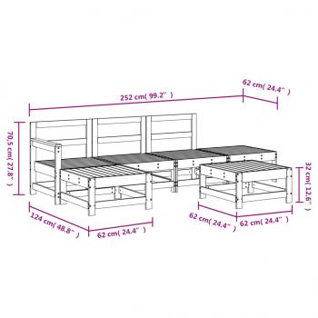 6-tlg. Garten-Lounge-Set Massivholz Douglasie