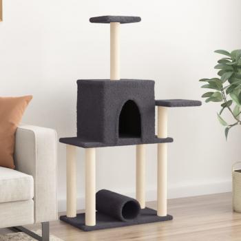 ARDEBO.de - Kratzbaum mit Sisal-Kratzsäulen Dunkelgrau 122 cm