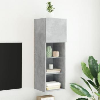 ARDEBO.de - TV-Schrank mit LED-Leuchten Betongrau 30,5x30x90 cm