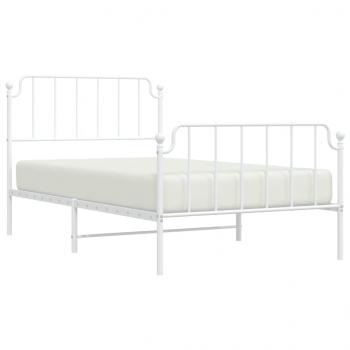 ARDEBO.de - Bettgestell mit Kopf- und Fußteil Metall Weiß 107x203 cm