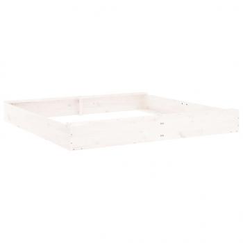 Sandkasten mit Sitzen Weiß Quadratisch Massivholz Kiefer
