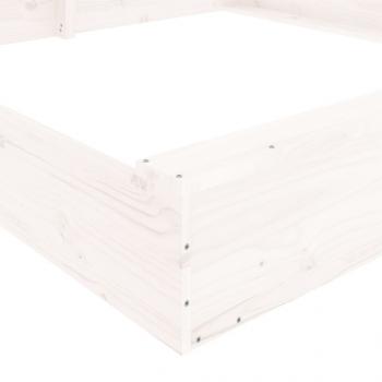 Sandkasten mit Sitzen Weiß Quadratisch Massivholz Kiefer