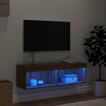 TV-Schrank mit LED-Leuchten Braun Eichen-Optik 100x30x30 cm