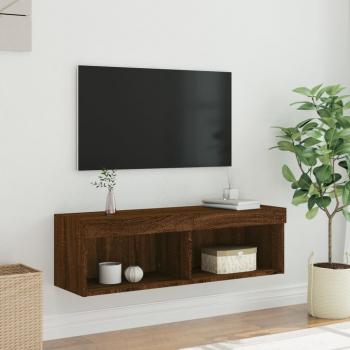 TV-Schrank mit LED-Leuchten Braun Eichen-Optik 100x30x30 cm