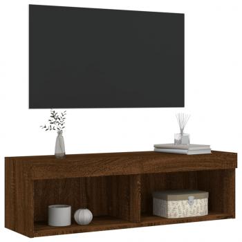 TV-Schrank mit LED-Leuchten Braun Eichen-Optik 100x30x30 cm