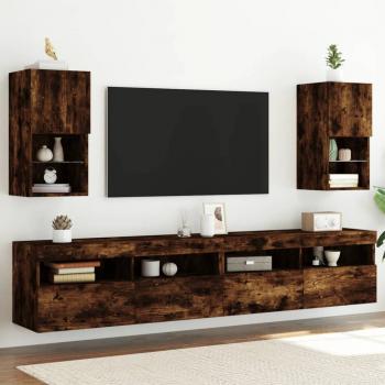 ARDEBO.de - TV-Schränke mit LED-Leuchten 2 Stk. Räuchereiche 30,5x30x60 cm