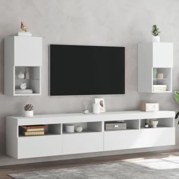 ARDEBO.de - TV-Schränke mit LED-Leuchten 2 Stk. Weiß 30,5x30x60 cm