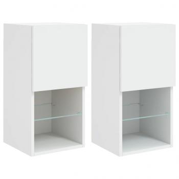 TV-Schränke mit LED-Leuchten 2 Stk. Weiß 30,5x30x60 cm