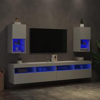 TV-Schränke mit LED-Leuchten 2 Stk. Weiß 30,5x30x60 cm