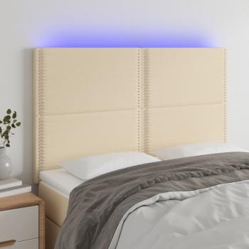ARDEBO.de - LED Kopfteil Creme 144x5x118/128 cm Stoff
