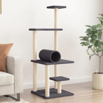 ARDEBO.de - Kratzbaum mit Sisal-Kratzsäulen Dunkelgrau 136 cm