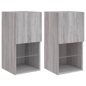 TV-Schränke mit LED-Leuchten 2 Stk. Grau Sonoma 30,5x30x60 cm