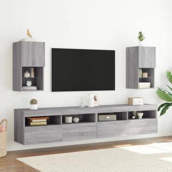 TV-Schränke mit LED-Leuchten 2 Stk. Grau Sonoma 30,5x30x60 cm