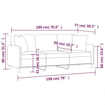 3-Sitzer-Sofa mit Zierkissen Hellgrau 180 cm Stoff