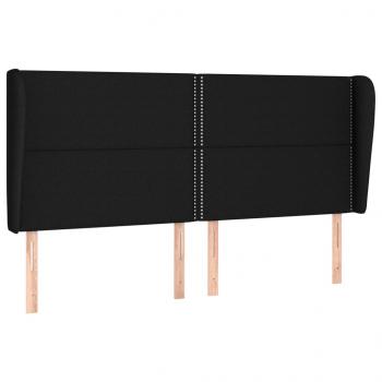 Kopfteil mit Ohren Schwarz 163x23x118/128 cm Stoff