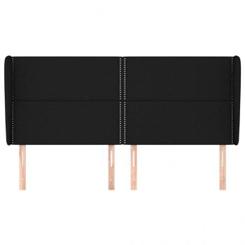 Kopfteil mit Ohren Schwarz 163x23x118/128 cm Stoff
