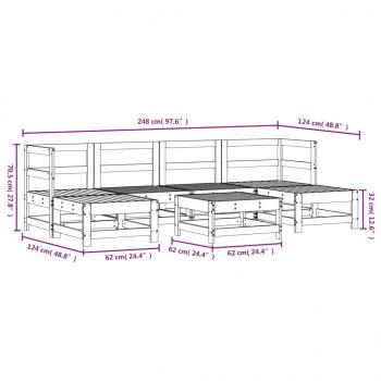 7-tlg. Garten-Lounge-Set Massivholz Kiefer