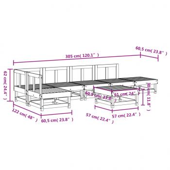 7-tlg. Garten-Lounge-Set Massivholz Kiefer