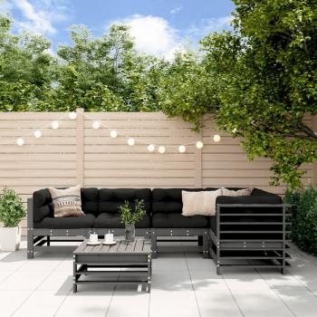 ARDEBO.de - 6-tlg. Garten-Lounge-Set Grau Massivholz Kiefer