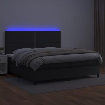 Boxspringbett mit Matratze & LED Schwarz 200x200 cm Kunstleder