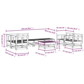 8-tlg. Garten-Lounge-Set Massivholz Kiefer