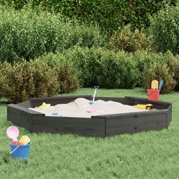 ARDEBO.de - Sandkasten mit Sitzen Grau Achteck Massivholz Kiefer