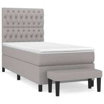 Boxspringbett mit Matratze Hellgrau 90x200 cm Stoff