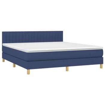 Boxspringbett mit Matratze Blau 180x200 cm Stoff