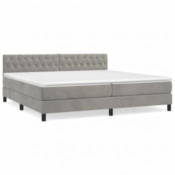 Boxspringbett mit Matratze Hellgrau 200x200 cm Samt