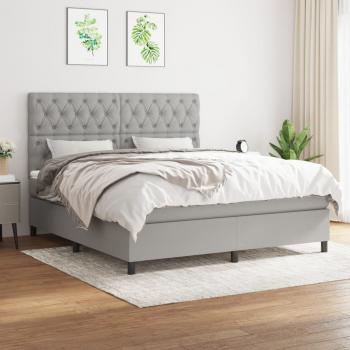 ARDEBO.de - Boxspringbett mit Matratze Hellgrau 160x200 cm Stoff