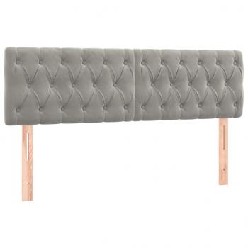 Kopfteile 2 Stk. Hellgrau 72x7x78/88 cm Samt