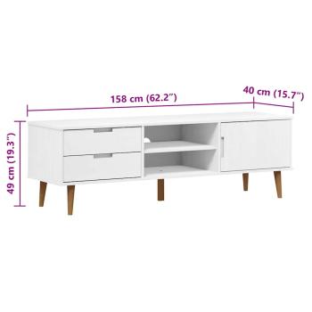 TV-Schrank MOLDE Weiß 158x40x49 cm Massivholz Kiefer