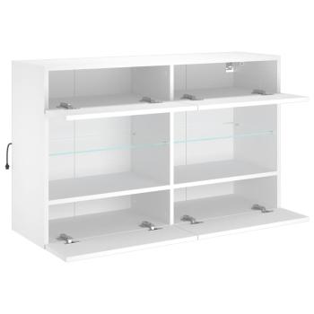 TV-Wandschrank mit LED-Leuchten Weiß 98,5x30x60,5 cm