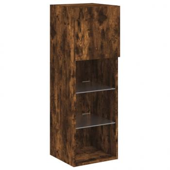 5-tlg. Wohnwand mit LED-Beleuchtung Räuchereiche Holzwerkstoff