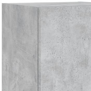 5-tlg. Wohnwand mit LED-Beleuchtung Betongrau Holzwerkstoff