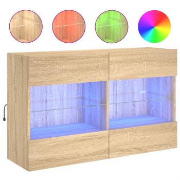TV-Wandschrank mit LED-Leuchten Sonoma-Eiche 98,5x30x60,5 cm