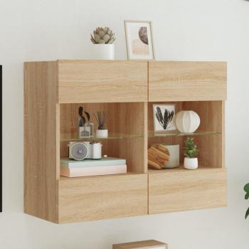 ARDEBO.de - TV-Wandschrank mit LED-Leuchten Sonoma-Eiche 78,5x30x60,5 cm