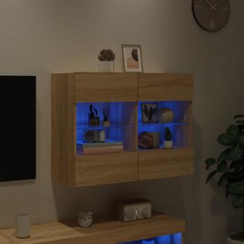 TV-Wandschrank mit LED-Leuchten Sonoma-Eiche 78,5x30x60,5 cm