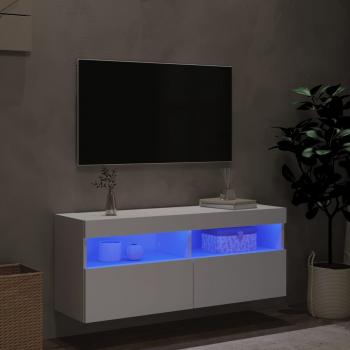 TV-Wandschrank mit LED-Leuchten Weiß 100x30x40 cm