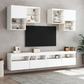 TV-Wandschrank mit LED-Leuchten Weiß 100x30x40 cm