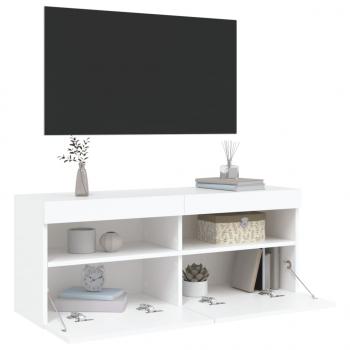 TV-Wandschrank mit LED-Leuchten Weiß 100x30x40 cm